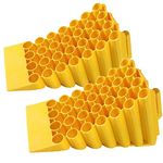 2Pcs Heavy Duty Wheel Chock with Anti-slip Steel Base | 45x 25CM Plastic Wheel Stop - Yellow | Portable Non-slip Parking Block | Honeycomb Tire Chock for Cars, Commercial Vehicles, Trucks