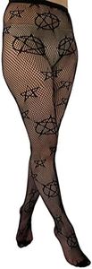 Ro Rox Pamela Mann Pentagram Tights Fishnet Wicca Witchcraft Gothic Hosiery Grunge, Black, UK 16-18