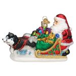 Old World Christmas Santa's Dog Sled Glass Blown Ornament for Christmas Tree