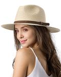 FURTALK Unisex Wide Brim Straw Panama Hat for Women Men Fedora Summer Beach Sun UPF Hat