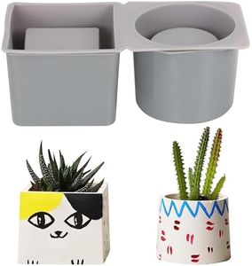 BELLE VOUS (Lot de 2 Moule Silicone Beton pour Pots de Plantes - 1 Moule a Beton Carré et 1 Moule Rond pour Plantes - Moule Beton Creatif pour Pots de Fleurs/Succulentes, Bougeoirs ou Vases