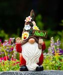 Qeeman Gnome Solar Statues for Garden Decor - Outdoor Decorations Art Figurine for Patio Balcony Yard Lawn