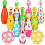 Wettarn 12 Pcs Easter Foam Bowling Set with 10 Bowling Pins and 2 Balls for Boys Girls Toys Party Supplies Get Together Party Game Day Events Indoor Outdoor Party Birthday Parties (PU Foam)