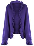 Luxury Divas Purple Ruffled Edge Knit Shawl Cape Wrap