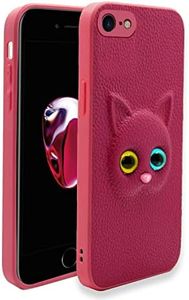 Pikkme Back Cover for Girls | Cute Cat Leather Finish | Soft TPU | Case for iPhone 6 / 6s (Pink)