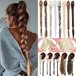 21" Claw Jaw Braiding Hair Piece Fishtail Braids Clip in Hair Extensions Braid Ponytail Extension with a Claw/Jaw Clip Light Brown & Ash Blonde