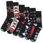 Soxy Kids Gamer For Life Socks - 6 Pairs - Assorted Gaming Controller Designs - Black Socks with Colour Heel and Toe - UK Size 4-6