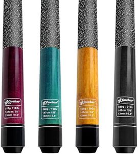 CUEBAR Pool Cues Set of 4, 58" 2-Piece Pool Sticks for Adults, 4 Billiard Cue Sticks 18 19 20 21 Oz for House Bar, 13mm Tip, Imitation Linen Grip - Purple Teal Orange Black