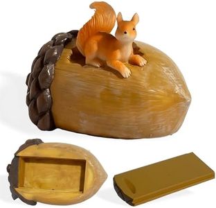 ANINIUCN Squirrel Acorn Fake Rock Key Hider – Outdoor Hidden Key Box with Secret Compartment, Garden Resin Statue for Geocaching, Yard Ornament & Key Storage