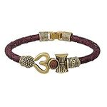 Bro Mart Rudraksh Trishul Damroo Leather Kadas Bracelet Cuff for Men