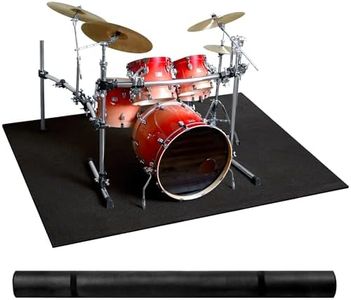 Drum Rug, 4 x 5.3Ft Drum Mat Drum Carpet with Non-Slip Grip Bottom, Soundproof Drum Floor Mat for Electrical Drum, Drum Accessories Gift for Drummers, Black (4 x 5.3 Ft)