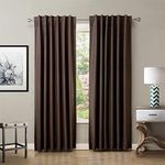 ChadMade Back Tab/Rod Pocket Chocolate 52Wx108L Inch (Set of 2 Panels) Solid Thermal Insulated Blackout Curtain Drape