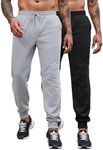 COOFANDY Mens Joggers Sweatpants Athletic Running Pants Drawstring Workout Track Pants with Pockets Black & Light Grey, L