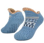 Slipper Socks for Women Men Warm Holding Sock Non Slip Knitted Thick Lined Cosy Winter Fluffy Bed Slippers Suitable for Indoor Home House Floor THCX Light Blue