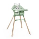 Stokke Clikk High Chair, Clover Green - All-in-One High Chair with Tray + Harness - Light, Durable & Travel Friendly - Ergonomic with Adjustable Features - Best for 6-36 Months or Up to 15 kg/33 lbs