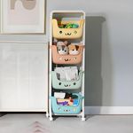 Kuber Industries 4 Layer Smiley Design Children's Storage Rack|Kids Toy Storage Organizer|4-Layer Rolling Cart|Multicolor|