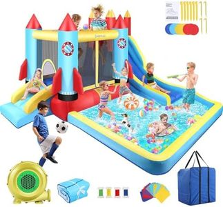 AKEYDIY Bounce House Rocket Blast Bouncy Castle - 13X12ft Inflatable Water Slide Bounce House for Kids 3-12 & Slide Park,Pool,Climbing Wall,Bouncer Area,Gift Bounce House for Kids Indoor/Backyard
