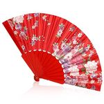 Rumyve Vibrant Display Fans - Chinese Vintage Style Folding Fans for Women's Daily Use and Photography(Red)