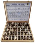 Rocksmins RO50WB-Export-SC Collection of 50 Rocks in a Export Quality Steam Beach Wood Wooden Box 50 Big Specimen Set of Rock Igneous Sedimentary Metamorphic Rock Collection Geology Kits for Study