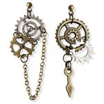 Handmade Punk Steampunk Vintage Clockwork Dangle Drop Earrings Clock Gear Antique Airplane Earrings for Women Men Halloween, Metal