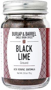 Burlap & Barrel - Ground Black Lime - As seen on Shark Tank! Tart and Savory Great for Roasted Meats, Veggies, Stews, Kebabs - Great Alternative to Makrut Leaf in Recipies - 2.8oz Glass Jar