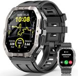 Smart Watches for Men (Answer/Make Calls), 2.02'' Military Smart Watch Built-in GPS with Sleep Monitor/Heart Rate/100+ Sport Modes, Waterproof Smartwatch Fitness Tracker for Android and iPhone Black