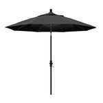California Umbrella GSCU908302-F32 9' Round Aluminum Market Umbrella, Black Pole, Black Olefin