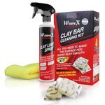 Wavex Car Cleaning Kit | Clay Bar & Lubricant Spray 350ml, 2 Bars 100gr Each, Microfiber Cloth, Contamination Removal Bar for Removing Rust & Other Foreign Particles from Paint & Glass