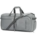 WANDF Travel Duffel Bag 85L with Shoes Compartment Foldable Overnight Weekender Bag Carry On Bag for Men Women (Light Grey)