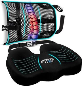Bod Support Seat Cushions for Office Chairs with Lumbar Support, Desk Chairs, and Car Seats - Adjustable Straps and Non-Slip Ergonomic Design for Tailbone and Lower Back Pain Relief for All Day Use