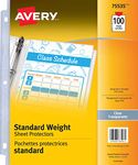 Avery Standard Weight Sheet Protectors, Acid-Free, Archival Safe, Top Loading, Fits 8.5" X 11", 100 Sheets (75535), Clear