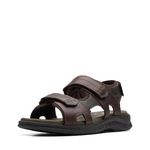 Clarks Collection Men's Walkford Walk Flat Sandal, Dark Brown Leather, 10 Wide US