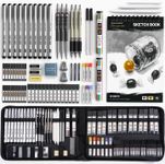 Four Candies 73PCS Advanced Art Supplies Drawing Kit with Fineliner Pens, Mechanical Pencils, 3-Color Sketchbook, Charcoal Sticks,Pastels for Sketching Drawing Comics Gifts for Professionals Artists