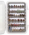 Outdoor Planet 50 Fly Fishing Flies Assortment | Waterproof Fly Box | Dry Flies, Wet Flies, Nymphs Flies, Caddis | Trout Fishing Lure Set