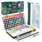 Artecho Watercolour Paint Set 128 Colours in Portable Box with Water Colour Pallet, Watercolour Papers and Brushes, Ideal for Adults, Artists and Hobbyists