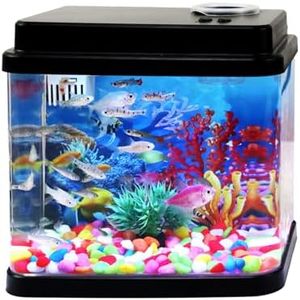 Mini Aquarium, 1 Gallon Small Fish Tank, 6-Color Adjustable LED Fish Bowl, 3-in-1 Dual-Mode Water Pump with Circulation, Oxygenation and Filtration,Ideal Gift and Decoration Choices
