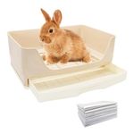 Large Rabbit Litter Box Toilet,Bunny Potty Trainer with Drawer & 100pcs Disposable Pet Toilet Films Pet Pan for Guinea Pigs, Rabbits, Hamster,Small Animals