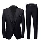 3 PC Regular Fit Peak Lapel Men's Suits Two Buttons Wedding Tuxedos Groomsmen Suit Business Suit Black 52/46