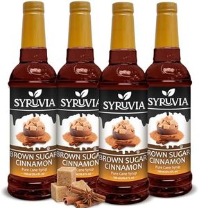 Syruvia 4 Pack Brown Sugar Cinnamon Syrup for Coffee – Brown Sugar Cinnamon Coffee Syrup Flavor, 25.4 fl oz, Kosher, Gluten Free, Ideal for Coffee, Drinks, Desserts, and More, No Coloring