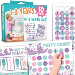 Mermaid Potty Training Chart For Toddler Girls - Potty Training Sticker Chart For Girls Potty, Potty Chart For Girls With Sticker, Sticker Chart For Kids Potty Training Reward Chart, Kids Reward Chart