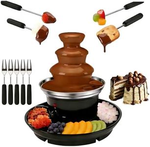 3 Tier Electric Chocolate Fondue Fountain Machine for Parties - Melts Cheese, Queso, Candy, and Liqueur - Dip Strawberries, Apple Wedges, Vegetables, and More - 16-Ounce - Black