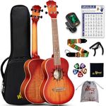 Winzz Tenor Ukulele for Adults Beginners, Mahogany Ukulele 26 inch Starter Kit, Unique Ukulele Gifts Set, Unique Design (Carbon Strings, Matte Sunburst)
