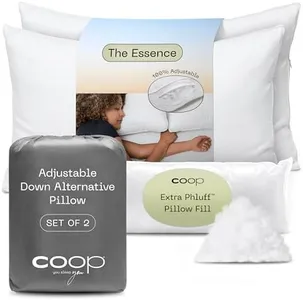 Coop Home Goods Essence Down Alternative Pillow Set of 2, Queen Size, Best Pillows for Sleeping, Adjustable Alternative to Down Pillows, Luxury Hotel Pillow for Back, Stomach or Side Sleepers