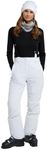Mountain Warehouse Moon Womens Slim Leg Ski Pant - Water-Resistant Trousers in Rip Stop Fabric with Detachable Braces & Ankle Zips - Best for Skiing & Winter Sports White Women's Size 12