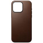 Nomad Modern Leather Case for iPhone 15 Pro Max Case Leather Compatible with MagSafe & Wireless Charging Case, 360° Raised Edges Bumper Case & Drop Protection - Brown