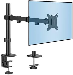 Mount-It! Single Monitor Arm Mount | Desk Stand | Full Motion Height Adjustable Articulating Tilt | Fits 19 21 24 27 29 30 32 Inch VESA 75 100 Compatible Computer Screen | C-Clamp and Grommet Base