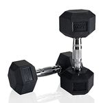 Lifelong LLHRD01 Set of 2 Rubber Cast Iron Hex Fixed Dumbbells Weights Fitness Home Gym Exercise Barbell (7.5kg x 2) Light Heavy for Women and Men’s Dumbbell (Black)