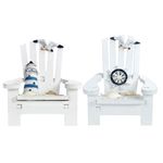 Toyvian 2pcs Beach Nautical Miniature Decoration Ornament Small Wooden Beach Chair Model Decorated with Lighthouse Ship Wheel