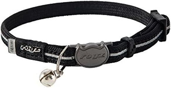 Rogz Alleycat Reflective Safeloc Cat Collars Black Extra Small with Variable Load Safety Release Buckle