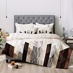 Deny Designs Iveta Abolina Geo Wood 3 Comforter Set with Pillow Shams, Full/Queen, Brown